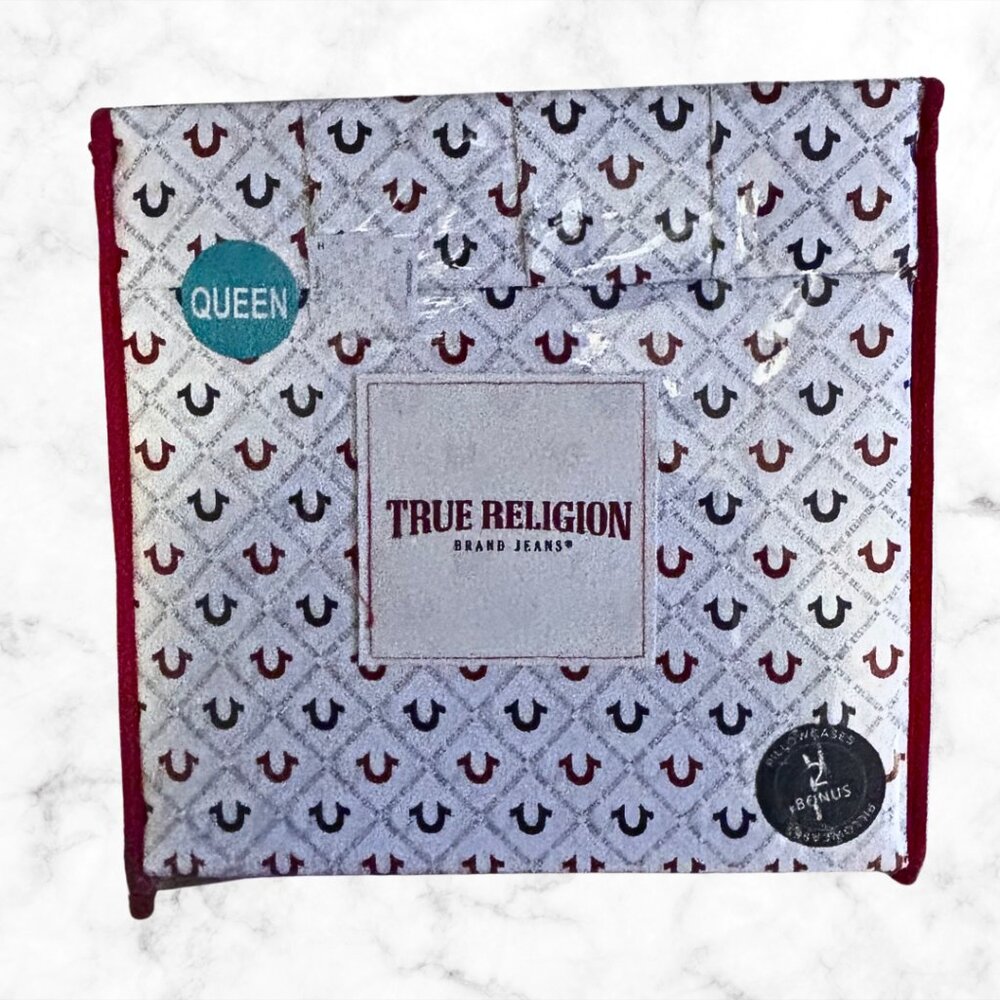 NEW | TRUE RELIGION Queen Sheet Set | 6 Piece Logo Print Bedding